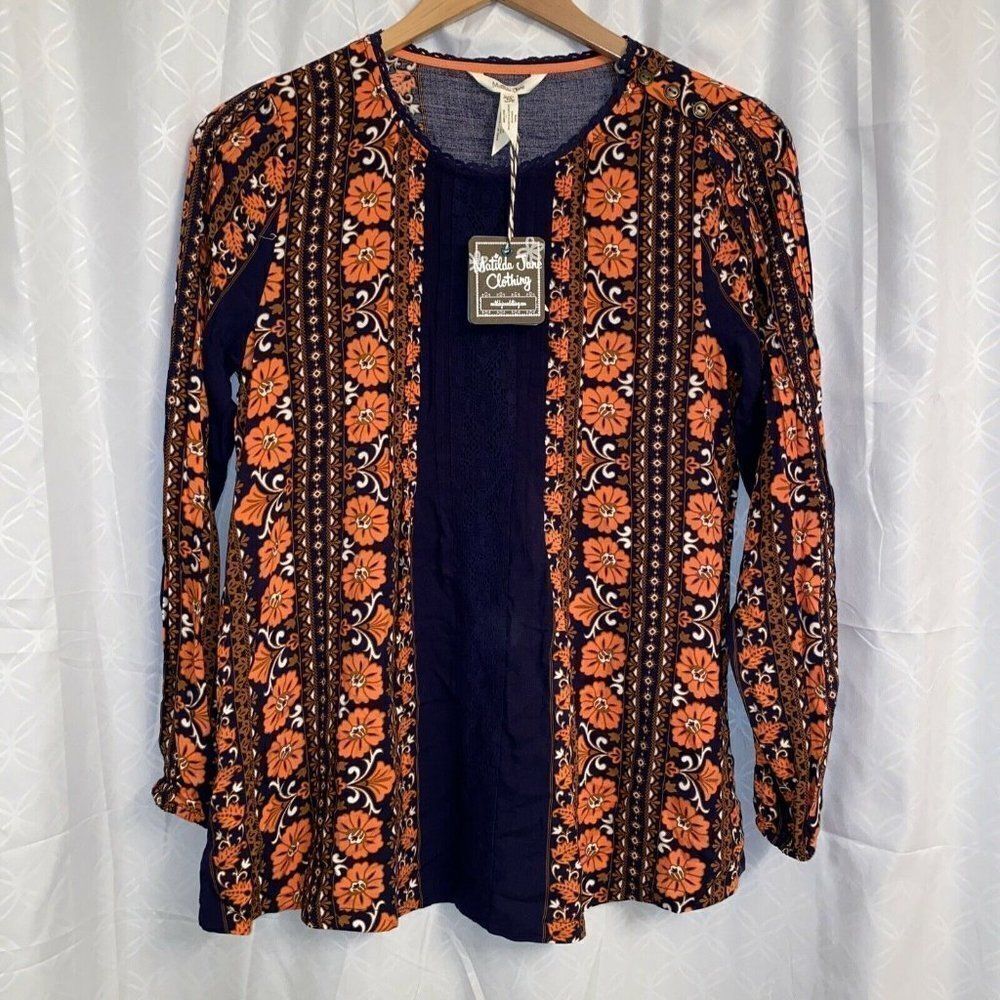 Matilda Jane NWT Blouse Blue Orange Floral XS